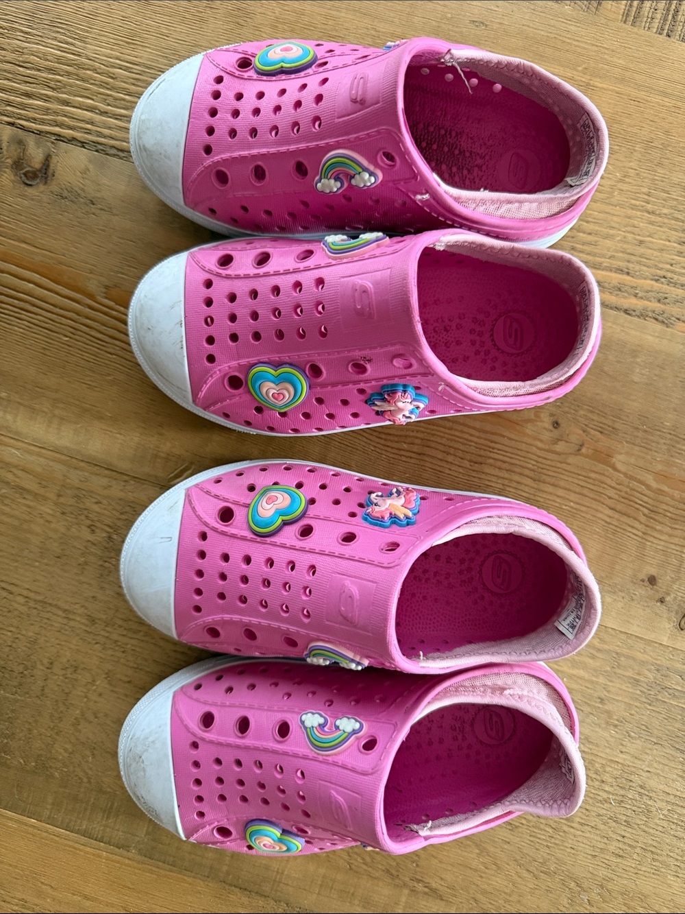 Skechers Kids Pink Slip-On Water Shoes with Rainbow Charms